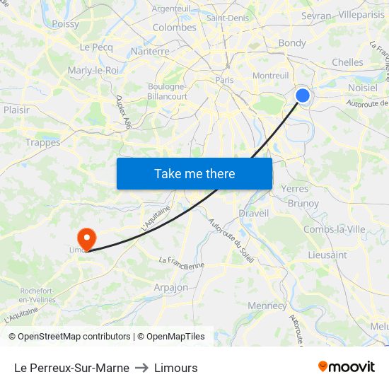 Le Perreux-Sur-Marne to Limours map