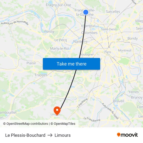 Le Plessis-Bouchard to Limours map