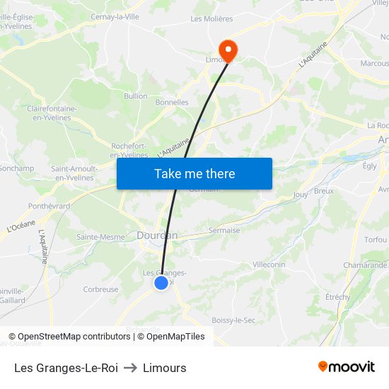 Les Granges-Le-Roi to Limours map