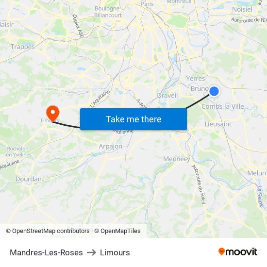 Mandres-Les-Roses to Limours map