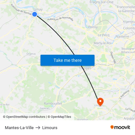 Mantes-La-Ville to Limours map