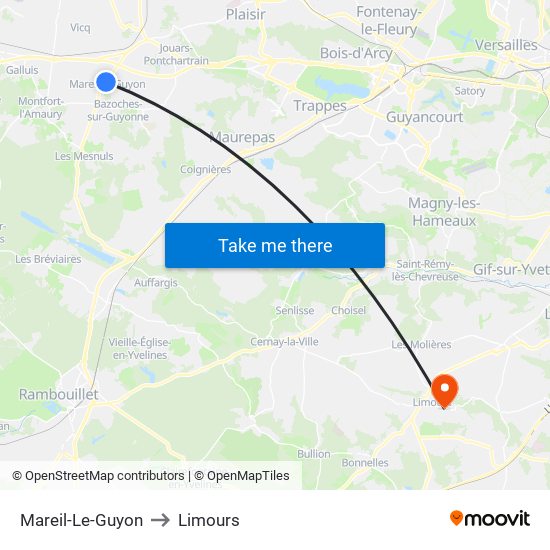 Mareil-Le-Guyon to Limours map
