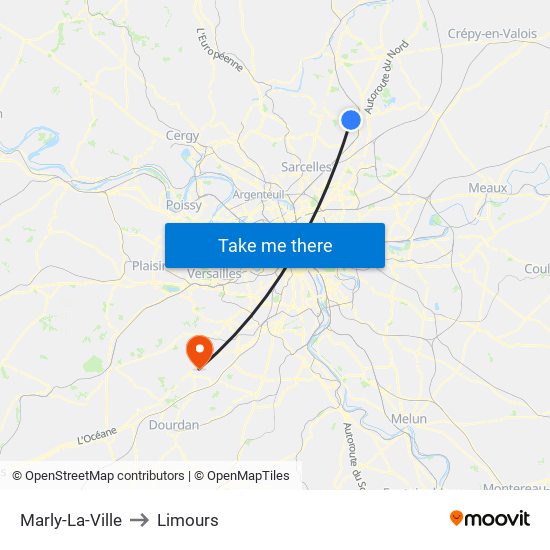 Marly-La-Ville to Limours map