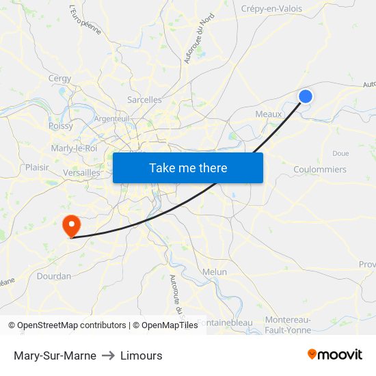 Mary-Sur-Marne to Limours map