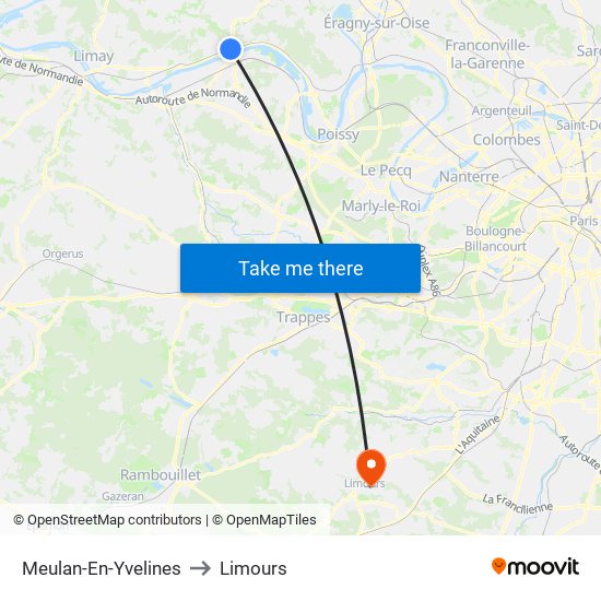 Meulan-En-Yvelines to Limours map