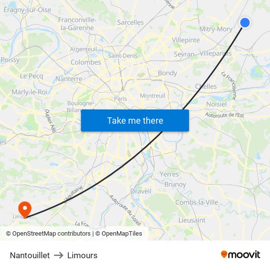 Nantouillet to Limours map