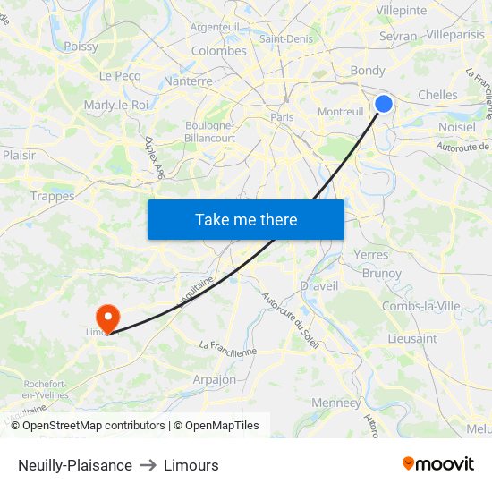 Neuilly-Plaisance to Limours map