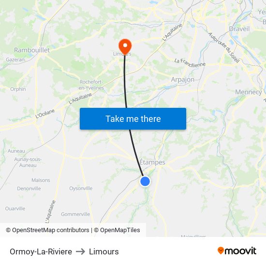 Ormoy-La-Riviere to Limours map