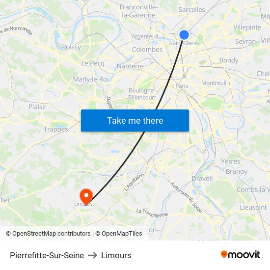 Pierrefitte-Sur-Seine to Limours map