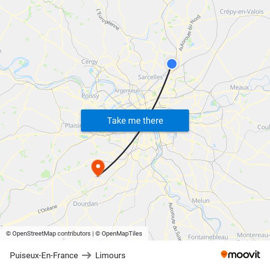 Puiseux-En-France to Limours map
