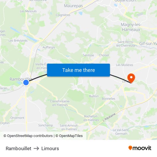 Rambouillet to Limours map