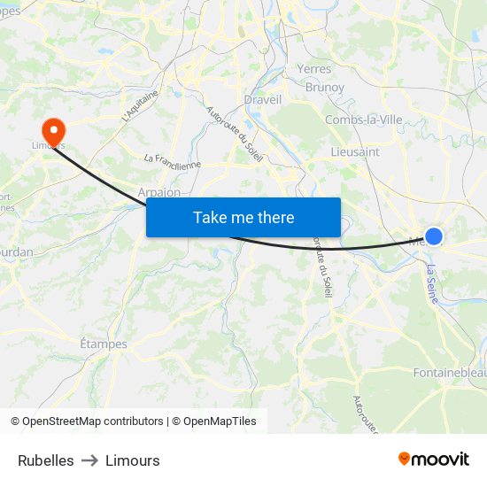 Rubelles to Limours map