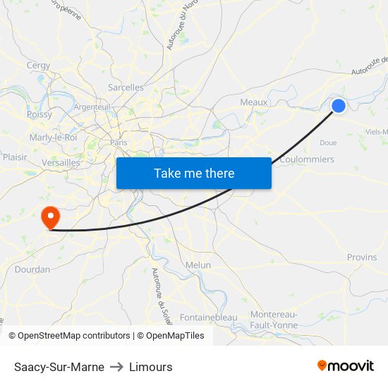 Saacy-Sur-Marne to Limours map