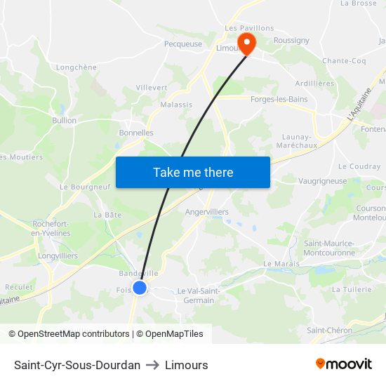 Saint-Cyr-Sous-Dourdan to Limours map