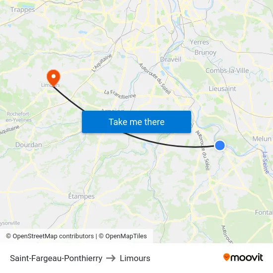 Saint-Fargeau-Ponthierry to Limours map
