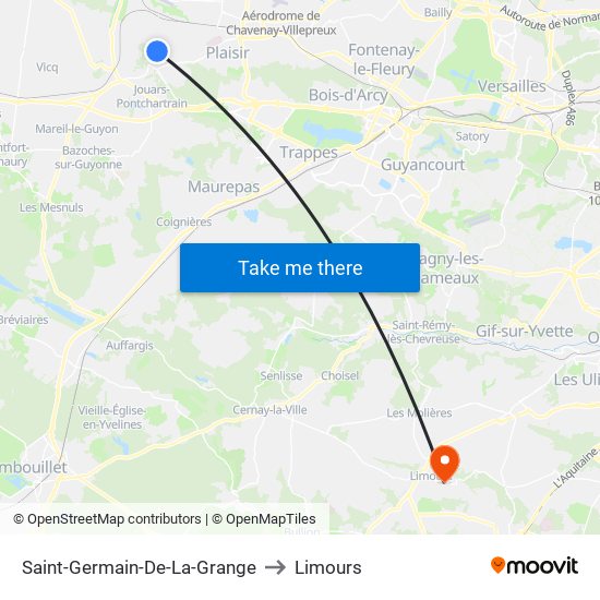 Saint-Germain-De-La-Grange to Limours map