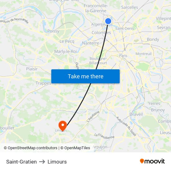 Saint-Gratien to Limours map