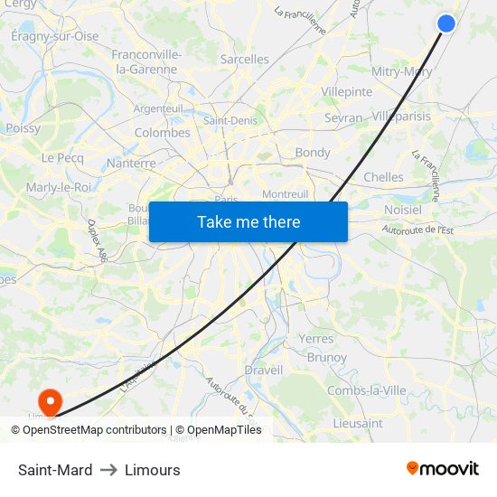 Saint-Mard to Limours map