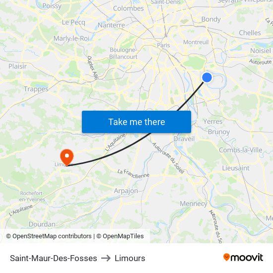 Saint-Maur-Des-Fosses to Limours map