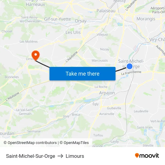 Saint-Michel-Sur-Orge to Limours map