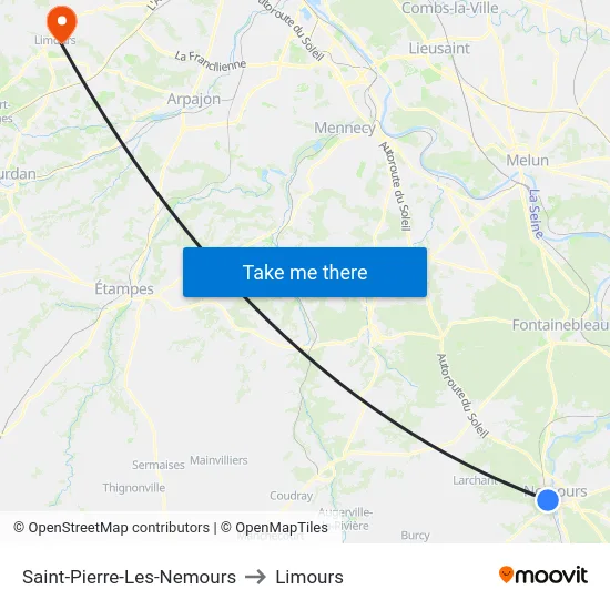 Saint-Pierre-Les-Nemours to Limours map