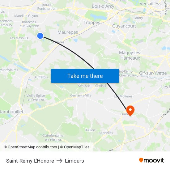 Saint-Remy-L'Honore to Limours map