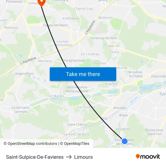 Saint-Sulpice-De-Favieres to Limours map