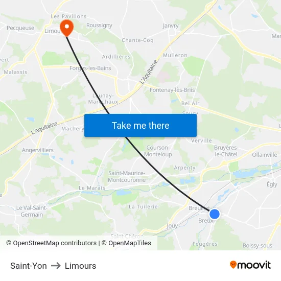 Saint-Yon to Limours map