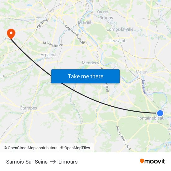 Samois-Sur-Seine to Limours map