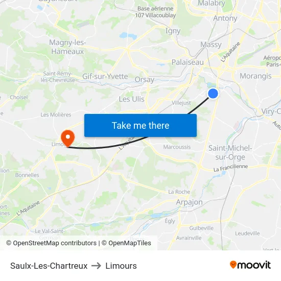 Saulx-Les-Chartreux to Limours map