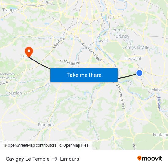 Savigny-Le-Temple to Limours map