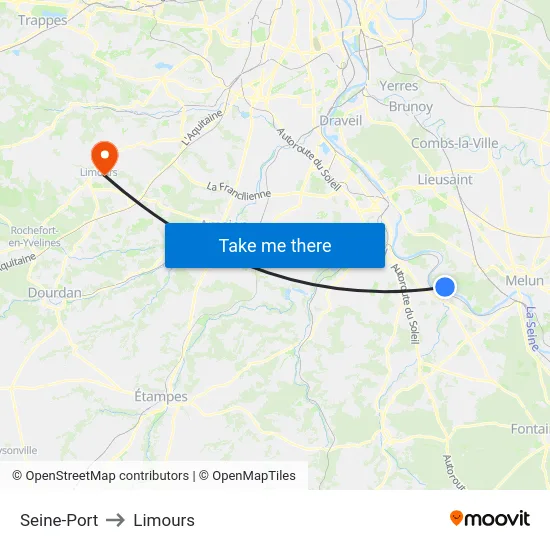Seine-Port to Limours map