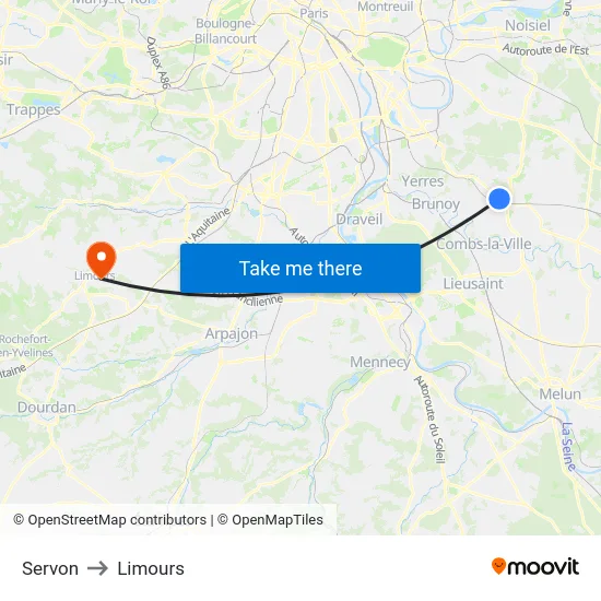 Servon to Limours map