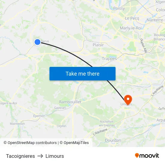 Tacoignieres to Limours map