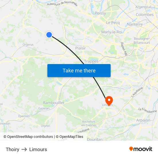 Thoiry to Limours map