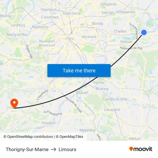 Thorigny-Sur-Marne to Limours map