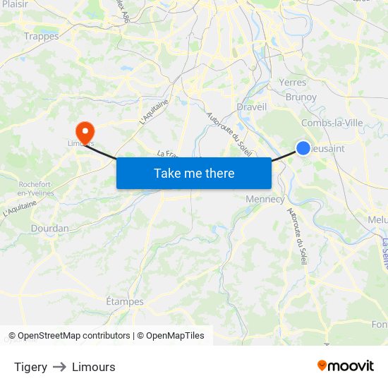 Tigery to Limours map