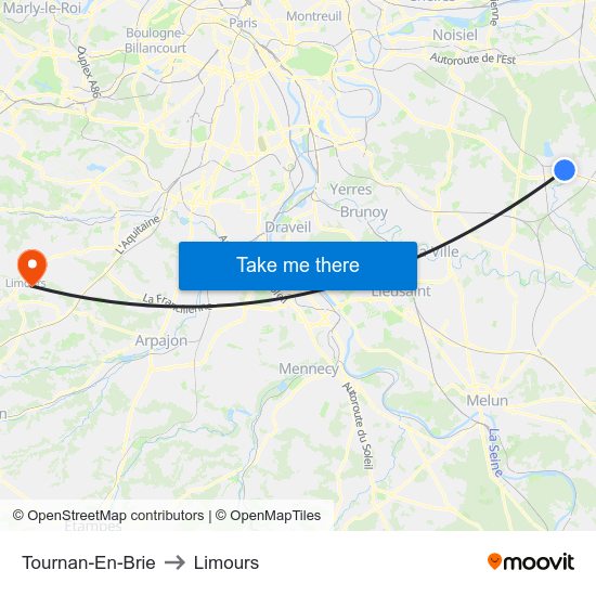 Tournan-En-Brie to Limours map