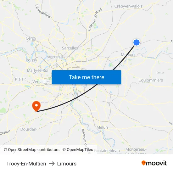 Trocy-En-Multien to Limours map