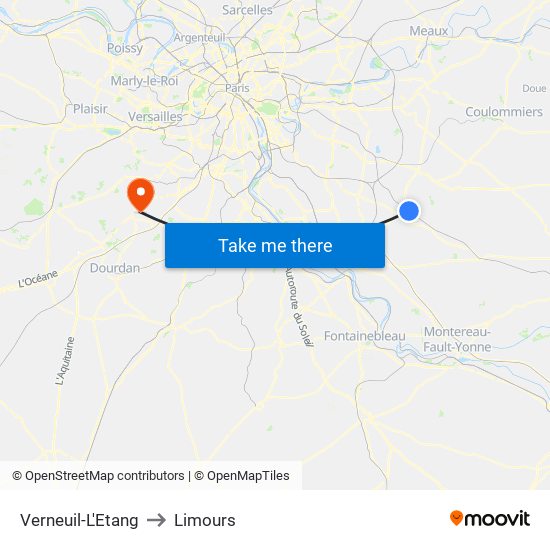 Verneuil-L'Etang to Limours map
