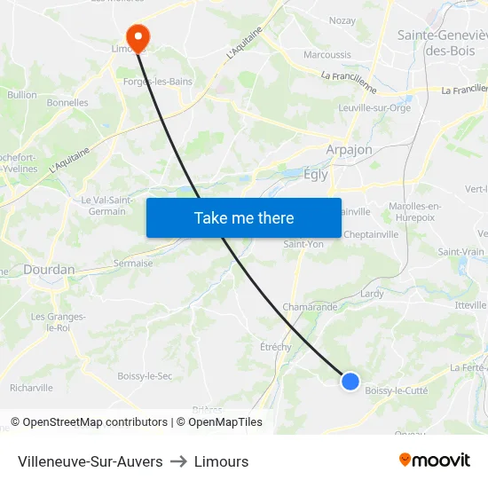 Villeneuve-Sur-Auvers to Limours map