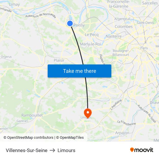 Villennes-Sur-Seine to Limours map