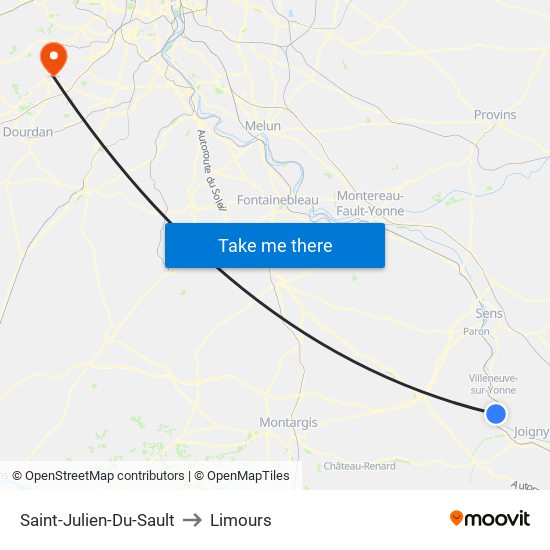 Saint-Julien-Du-Sault to Limours map