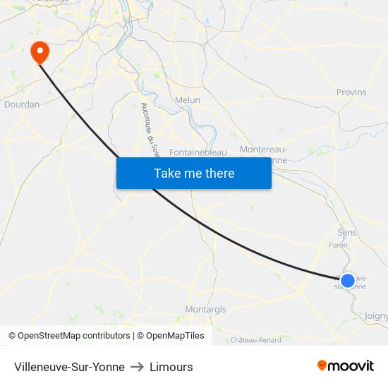 Villeneuve-Sur-Yonne to Limours map