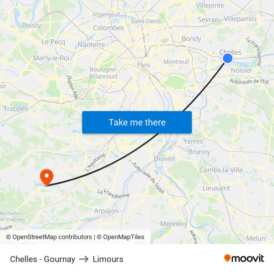 Chelles - Gournay to Limours map