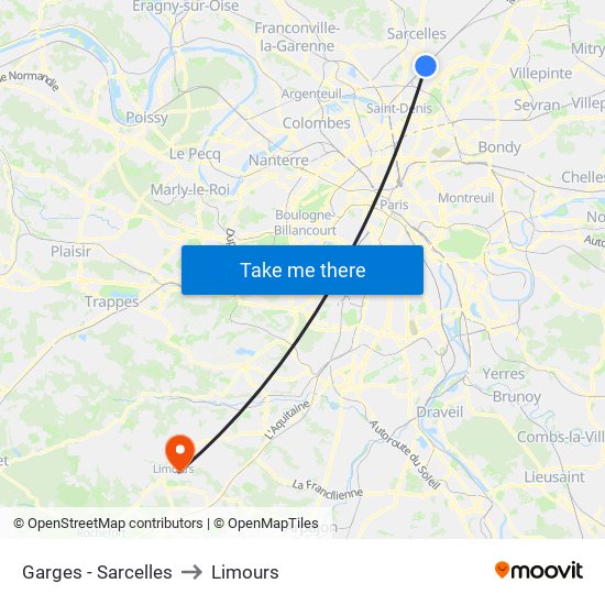 Garges - Sarcelles to Limours map