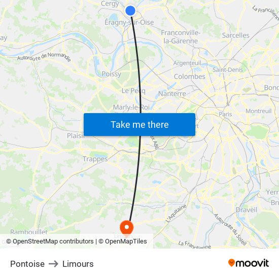 Pontoise to Limours map