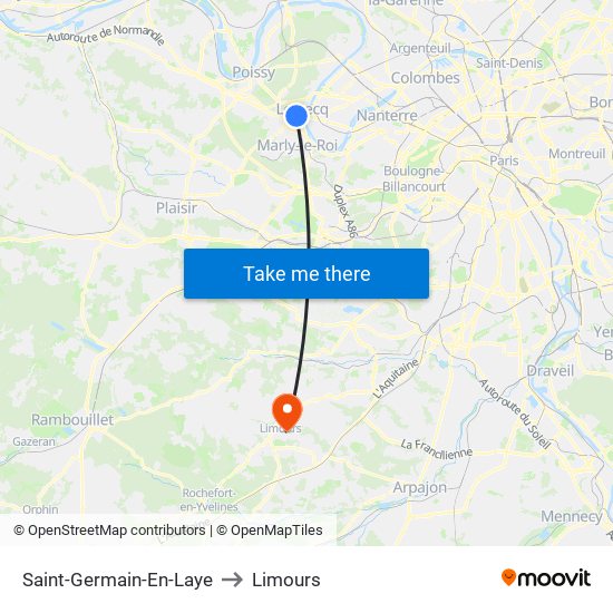 Saint-Germain-En-Laye to Limours map