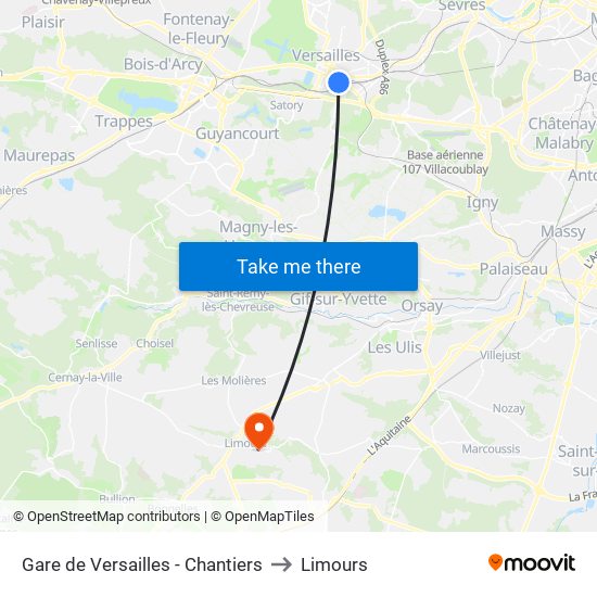 Gare de Versailles - Chantiers to Limours map