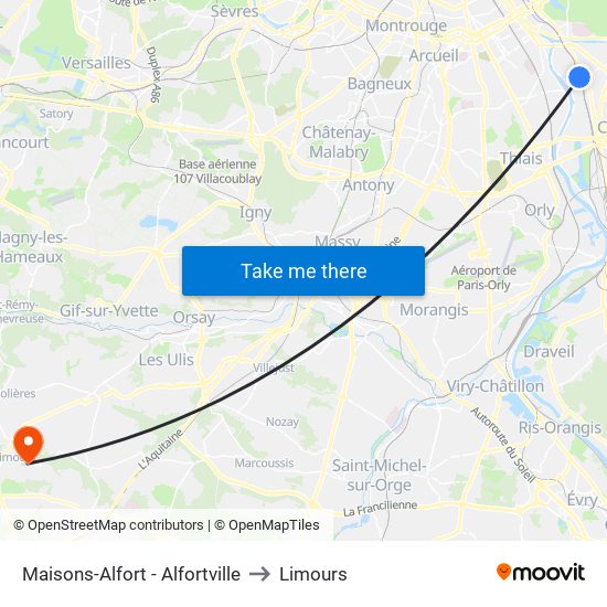 Maisons-Alfort - Alfortville to Limours map